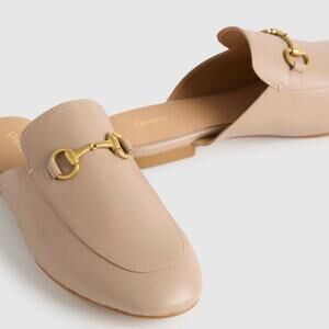 Quince Women's Luxury Italian Leather Horsebit Mule Beige Size 8 #